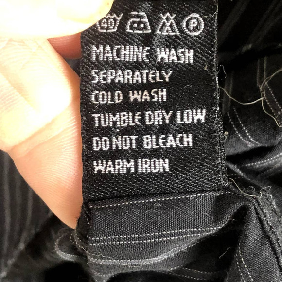 𝅺source DNM Shirt Black Gray Striped Embroidered Graphic Button Up Size Large - Picture 9 of 12